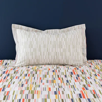 Dunelm Elements Arvid Oxford Pillowcase Orange/Green/White