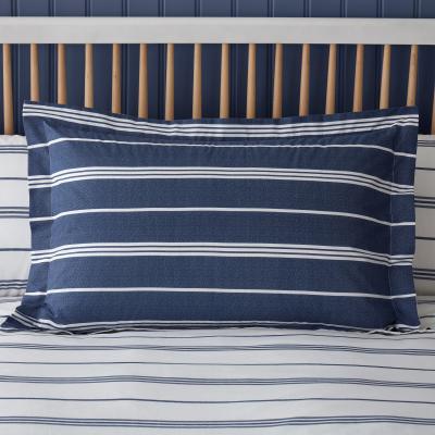 Dunelm Falmouth Navy Striped 100% Cotton Oxford Pillowcase Navy Blue and White