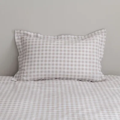 Dunelm Gingham Natural 100% Cotton Oxford Pillowcase Brown/White