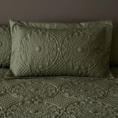 Dunelm Mandalay Olive Oxford Pillowcase Olive