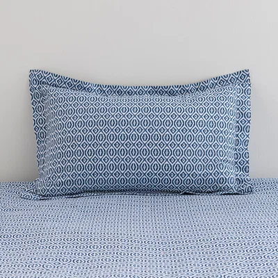 Dunelm Jax Blue Mosaic 100% Cotton Oxford Pillowcase Blue