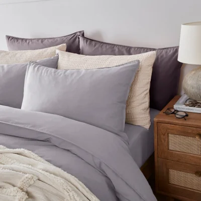 Dunelm Soft Washed Recycled Cotton Standard Pillowcase Pair Lilac