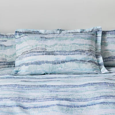 Dunelm Ripley Seafoam 100% Cotton Oxford Pillowcase Blue/White