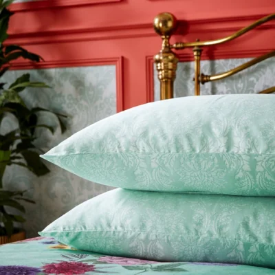 Dunelm Matthew Williamson Floral Bloom Cotton Pillowcase Pair Green