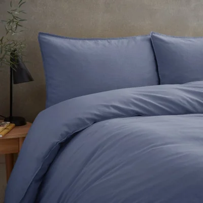 Dunelm Cotton Linen Standard Pillowcase Pair Folkstone Blue
