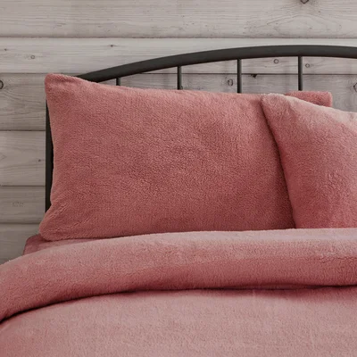 Dunelm Teddy Housewife Pillowcase Pair Pink