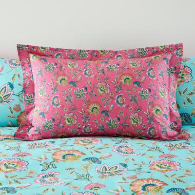 Dunelm Lana Floral Aqua Oxford Pillowcase Aqua (Blue)