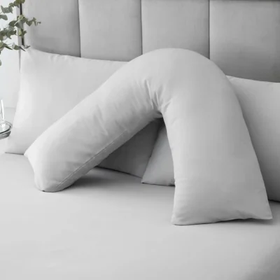 Dunelm Hotel 230 Thread Count Cotton Sateen V-Shape Pillowcase Silver
