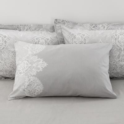 Dunelm Eleanor Grey Oxford Pillowcase Grey and White