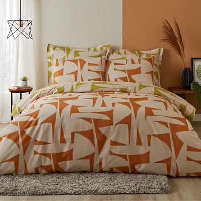 Dunelm Elements Klipp Orange Duvet Cover and Pillowcase Set Orange