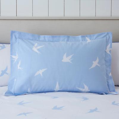 Dunelm Coastal Birds Blue Oxford Pillowcase Light Blue