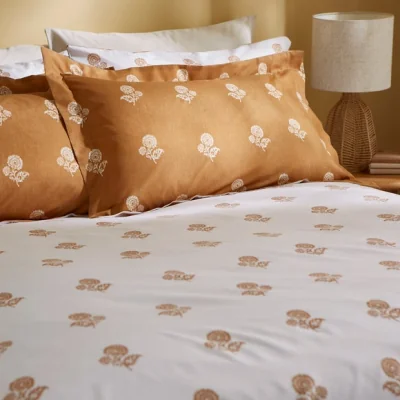 Dunelm Amal Floral Oxford Pillowcase Ochre