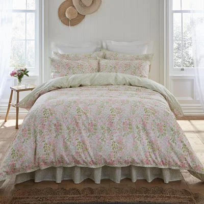 Dunelm Dorma Darcy 100% Cotton Duvet Cover and Pillowcase Set Pink