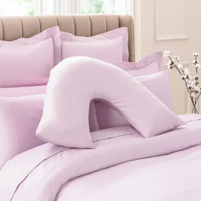 Dunelm Dorma 300 Thread Count 100% Cotton Sateen Plain V-Shaped Pillowcase Mauve