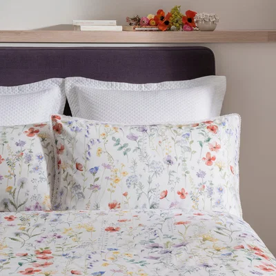 Dunelm Dorma Wildflower Housewife Pillowcase White / Purple