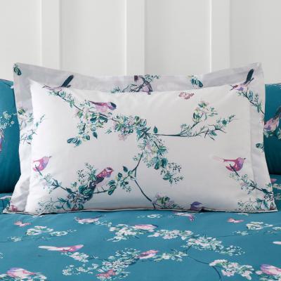 Dunelm Beautiful Birds Teal Oxford Pillowcase Teal (Blue)