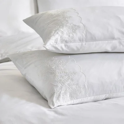 Dunelm Dorma Coleton Broderie 100% Cotton Standard Pillowcase Pair