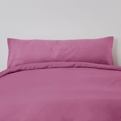 Dunelm Non Iron Plain Dye Pink Bolster Pillowcase Pink
