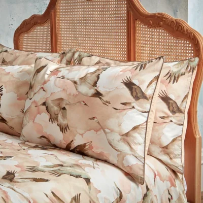 Dunelm EW by Edinburgh Weavers Flyway Elegant Blush 100% Cotton Sateen Pillowcase Pair Cream
