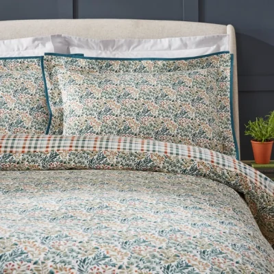 Dunelm Dorma Brushed Cotton Wistow Dragonfly Oxford Pillowcase Pair Green