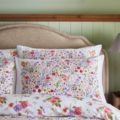 Dunelm Dorma Modern Ditsy 300 Thread Count Standard Pillowcase Pair White