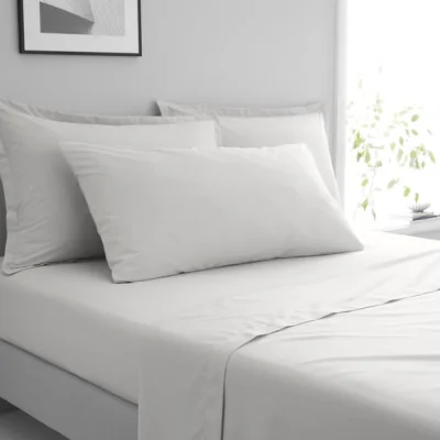 Dunelm Pure Cotton Bolster Pillowcase Silver