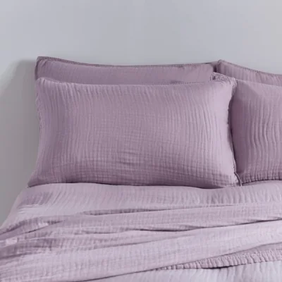 Dunelm Cotton Muslin Standard Pillowcases Mauve