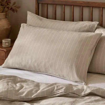 Dunelm Yard Linear 100% Cotton Standard Pillowcase Pair