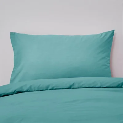 Dunelm Pack of 2 Non Iron Plain Dye Aqua Standard Pillowcases Aqua (Blue)