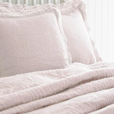 Dunelm Lace Edge Blush Pillow Sham Blush (Pink)
