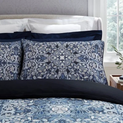 Dunelm Dorma Kaleidoscope Navy Cotton Sateen Pillowcase Pair Navy