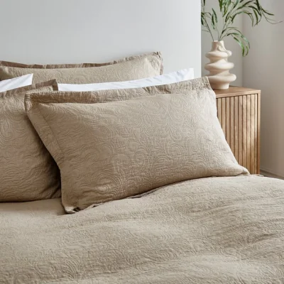 Dunelm Rye Paisley Oxford Pillowcase Natural