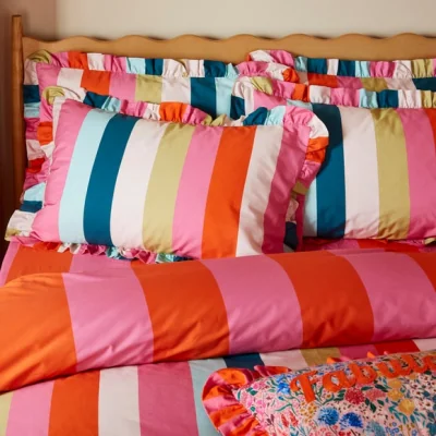 Dunelm Sophie Robinson Sunset Stripe 100% Cotton Standard Pillowcase Pair