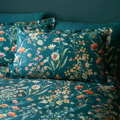 Dunelm Watercoloured Floral Velour Oxford Pillowcase