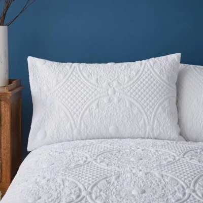Dunelm Mandalay White Standard Pillowcase Pair White