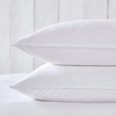 Dunelm Dorma Purity Nimes 300 Thread Count Cotton Sateen Oxford Pillowcase Pair White