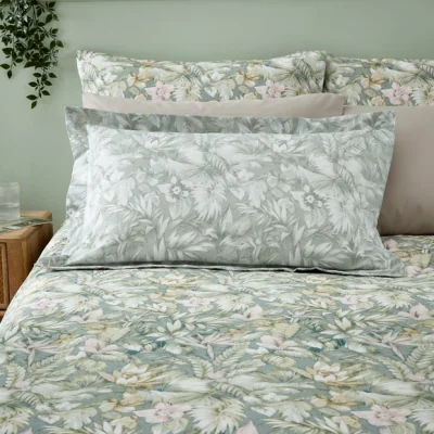 Dunelm Soft Tropics Oxford Pillowcase Lilypad