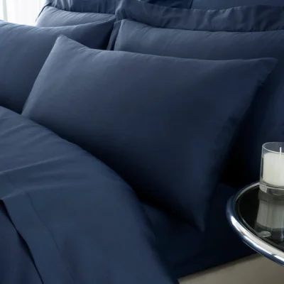 Dunelm Hotel 230 Thread Count Cotton Sateen Standard Pillowcase Pair Navy