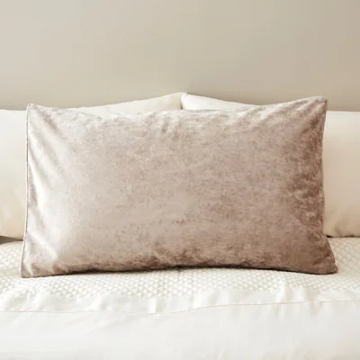 Dunelm Crushed Velour Piped Pillowcase Champagne