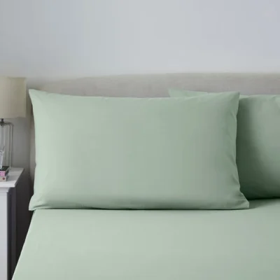 Dunelm Soft Cotton Standard Pillowcase Pair Green