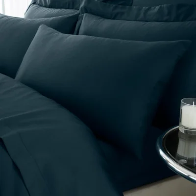 Dunelm Hotel 230 Thread Count Cotton Sateen Standard Pillowcase Pair Dark Blue