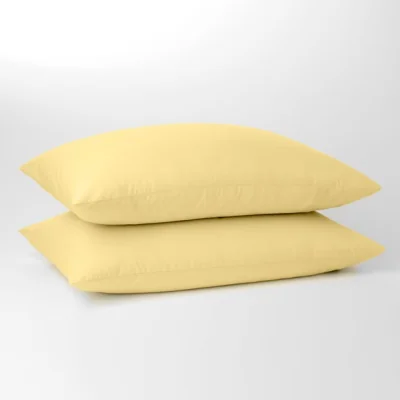 Dunelm Pure Cotton Standard Pillowcase Pair Primrose (Yellow)
