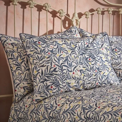 Dunelm EW by Edinburgh Weavers Malory Floral Navy 100% Cotton Sateen Pillowcase Pair Navy