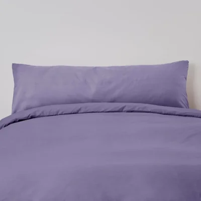 Dunelm Non Iron Plain Dye Purple Bolster Pillowcase Purple