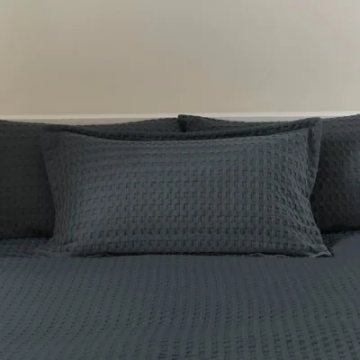 Dunelm Emerson Waffle Oxford Pillowcase Charcoal (Grey)