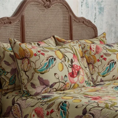 Dunelm EW by Edinburgh Weavers Morton Floral Chintz 100% Cotton Sateen Pillowcase Pair Beige