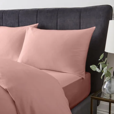 Dunelm Hotel 200 Thread Count 100% Cotton Standard Pillowcase Pair Blush