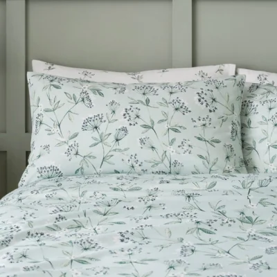 Dunelm Cow Parsley Stems 100% Cotton Standard Pillowcase Pair