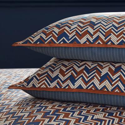 Dunelm Dorma Bodhi Navy 100% Cotton Housewife Pillowcase Pair Natural (Cream)