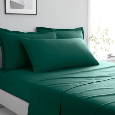 Dunelm Pure Cotton Bolster Pillowcase Green